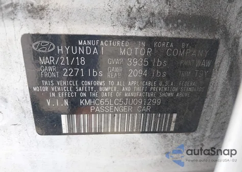 2018 Hyundai Ioniq Hybrid Blue z USA, uszkodzony, nr VIN KMHC65LC5JU091299